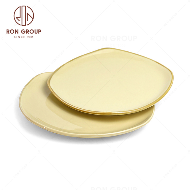 RonGroup New Color Custard Chip Proof Porcelain  Collection - Ceramic Dinnerware Shallow Square Plate