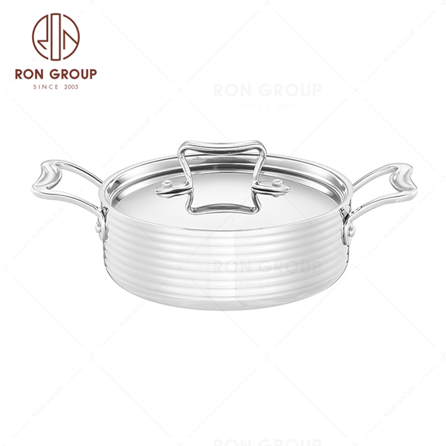 High Quality precision drill Large Capacity Three-layer Stainless Steel commercial Double ears short Soup Pot Sauce pot StockPot  