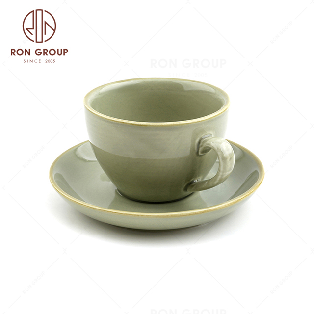 RonGroup New Color Morandi Chip Proof Porcelain  Collection - Ceramic Drinkware Coffee Cup and Saucer