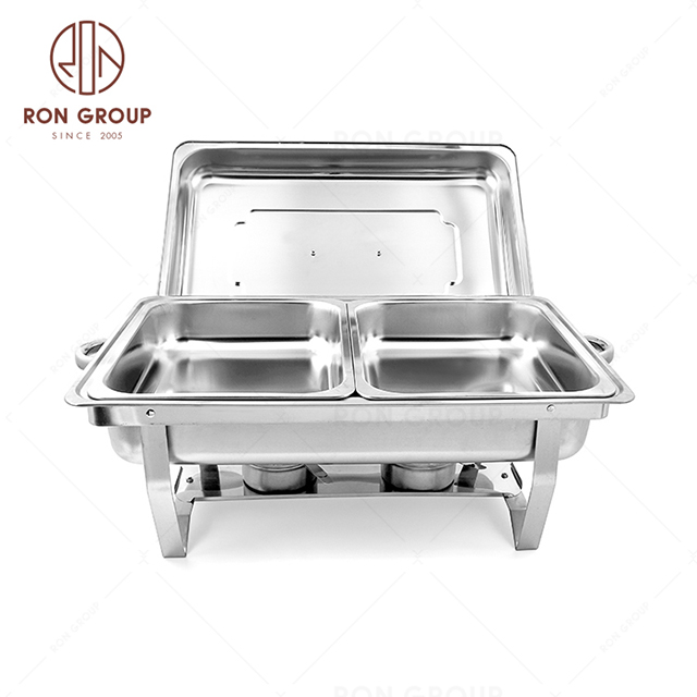 RNBF2206-14-2 11L with magnetic rectangular dining stove with double compartments buffet chafing dish food warmer