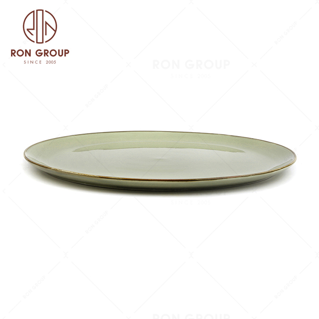 RonGroup New Color Morandi Chip Proof Porcelain  Collection - Ceramic Dinnerware Pizza  Plate
