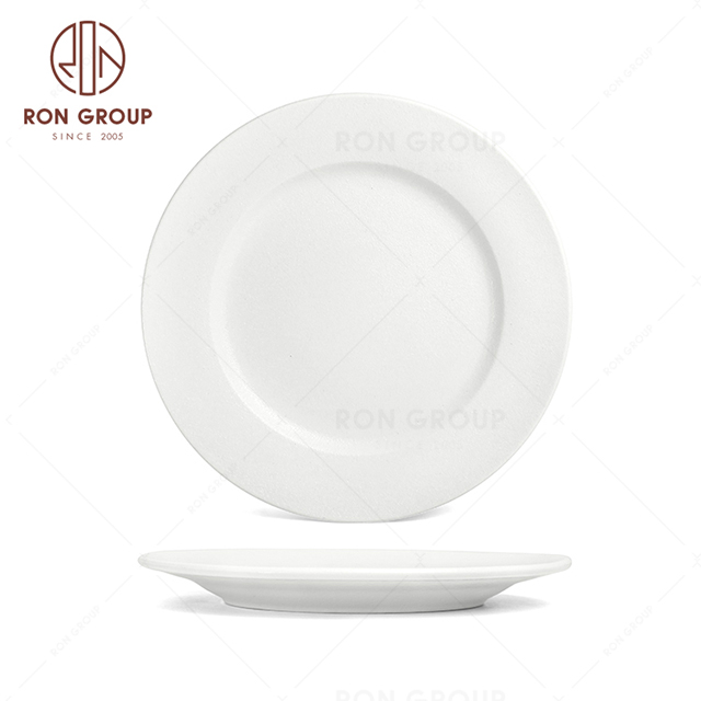 RNPCE002-Factory Wholesale Frosted White Style Restaurant Hotel Bar Cafe Wedding Flat Round Plate