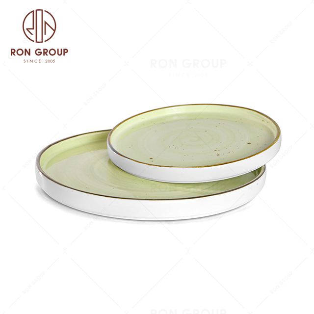 RonGroup New Color Apple Green  Chip Proof Porcelain  Collection - Ceramic Dinnerware  Round Plate