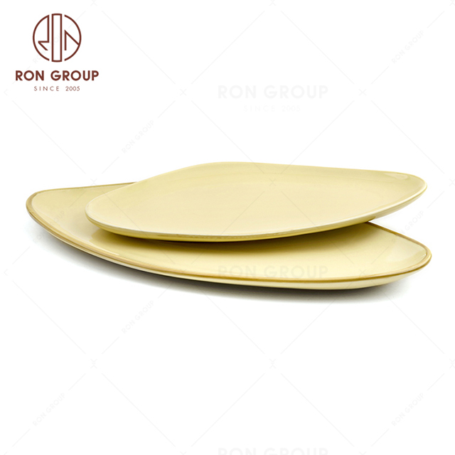 RonGroup New Color Custard Chip Proof Porcelain  Collection - Ceramic Dinnerware Triangular Narrow  Plate