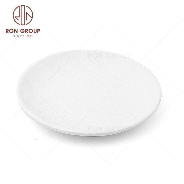 MN069 High quality white color restaurant hotel club bar banquet party wedding prefered daytime Melamine round plate 