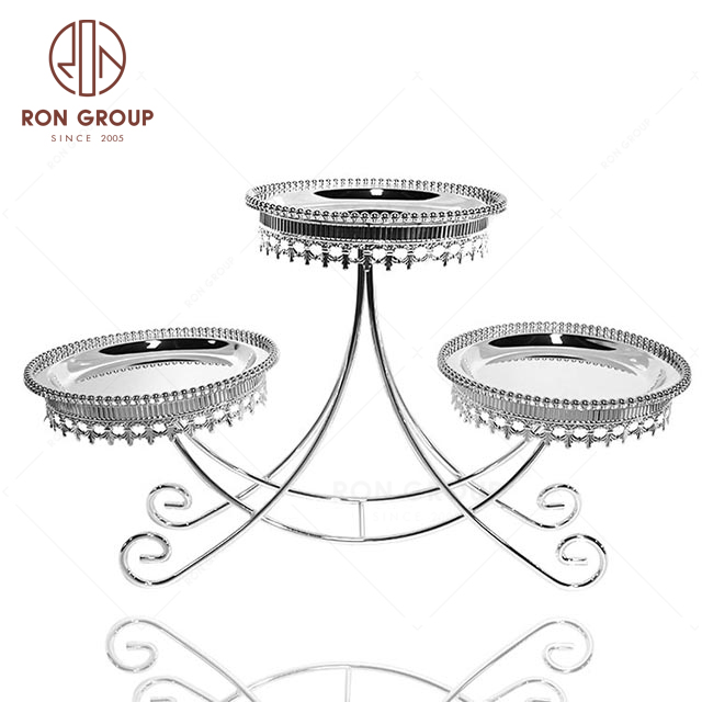 RNBF20545S Hot Sales Stainless Steel Wedding Cafe Bar Three Tier Cake Stand