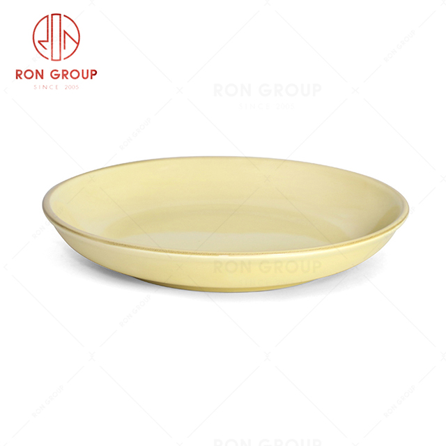 RonGroup New Color Custard Chip Proof Porcelain  Collection - Ceramic Dinnerware Round Meal Plate 