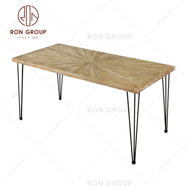 Wholesale customized rectangle old elm solid wooden dining table