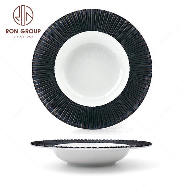 RNPCM053B Noble and elegant9.75" Straw Hat Soup Plate restaurant wedding caterers cafe bar decorate ceramic dinner tableware