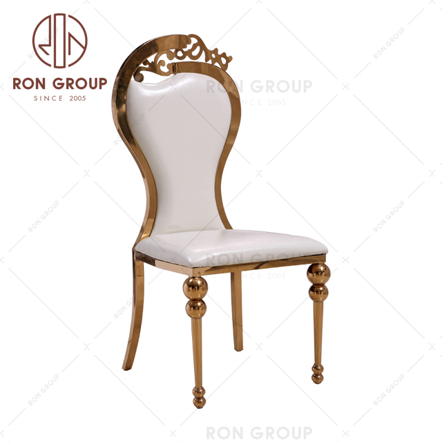 Royal wholesale wedding gold stainless steel metal chairs for weddings and banquet