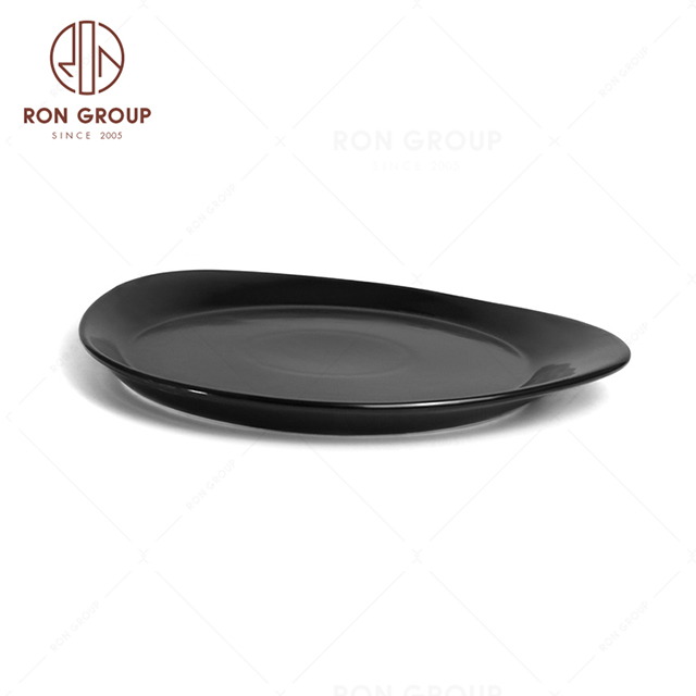 RNPCE017-Hot Selling Matte Black Style Restaurant Hotel Bar Cafe Wedding Ceramic Round Soup Plate