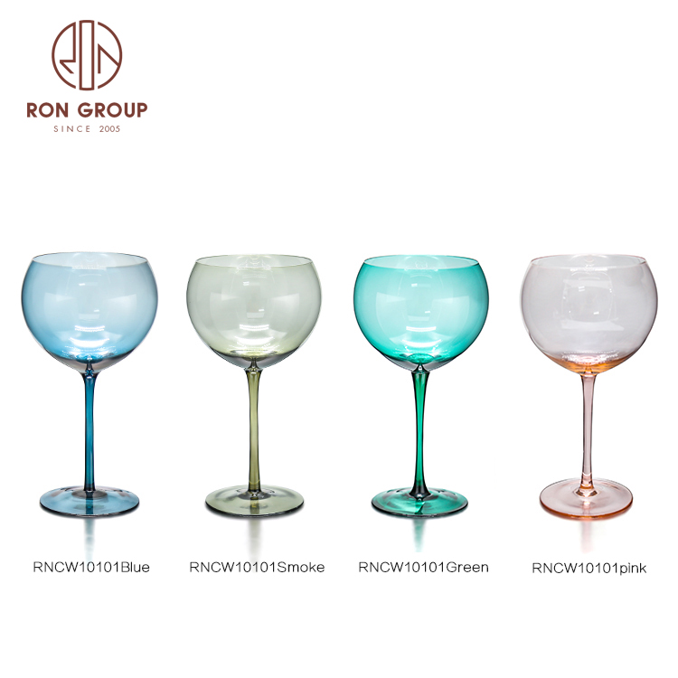 Handmade hot sell solid pink colored wine glass  goblet for hotel wedding party