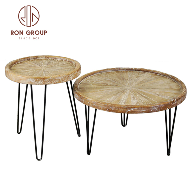Coffee Table Solid Wooden Hotel Restaurant  Furniture Simple Round Design