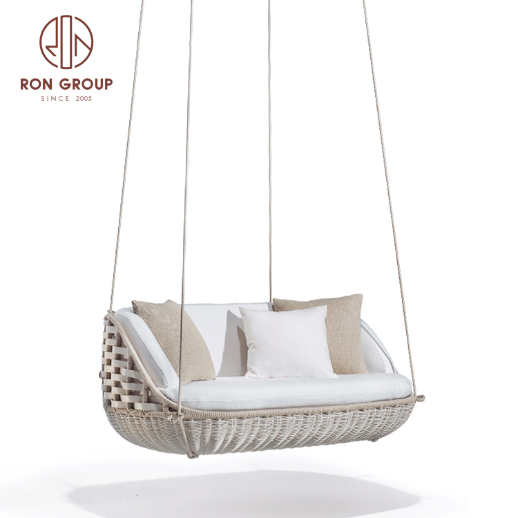 High quality double seat Bamboo rattan patio swings outdoor hanging chair swing 