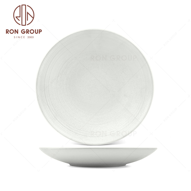 RNPCT1916-34D Hot Sales Raindrop White Style Restaurant Hotel Bar Cafe Wedding Water Wave Soup Plate