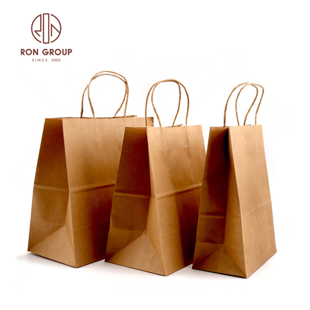 Biodegradable Packaging Bags Eco Friendly Custom Paper Bag with Twisted Handle Takeaway