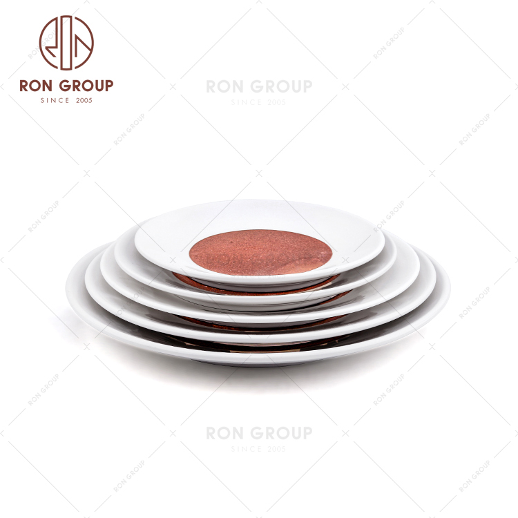 Restaurant Different Sizes Ceramic Round Shape Salad Right Angle Flat Plate Disk 