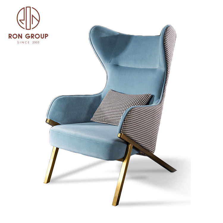Foshan furniture comfortable Metal leg luxury lounge chair for hotel lobby 