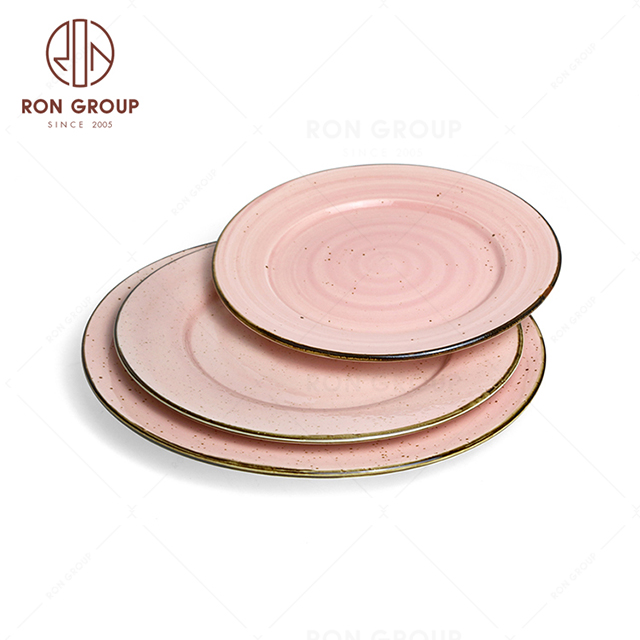 RonGroup New Color Chip Proof  Collection Shell Pink - Flat Round  Plate 