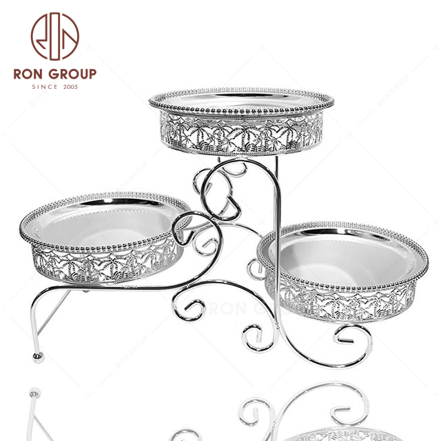 RNBF20546S High Quality Stainless Steel Wedding Restaurant Three Tier Cake Stand
