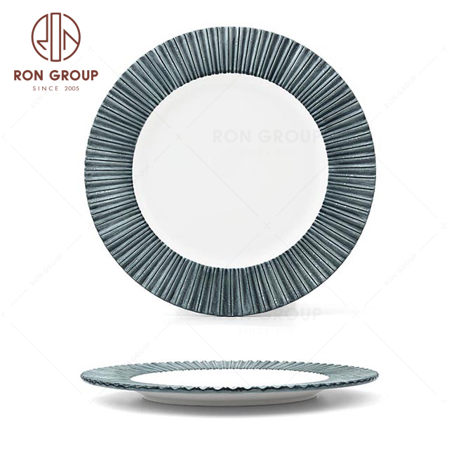 RNPCM054S 10.75inch Noble elegant restaurant wedding utensils cafe bar decorate ceramic dinner Starry Blue main Plate