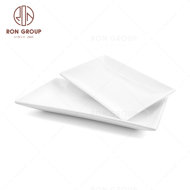 RonGroup New Color Matte White Chip Proof Porcelain  Collection - Ceramic Dinnerware Retangular Plate 