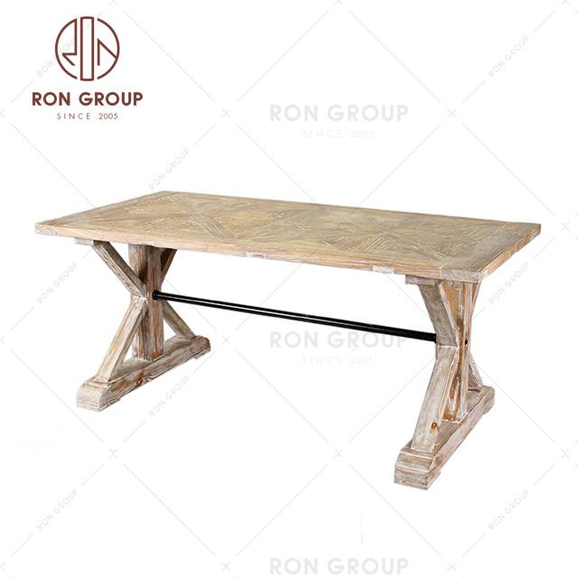 Top selling simple design restaurant furniture dining solid wood table 