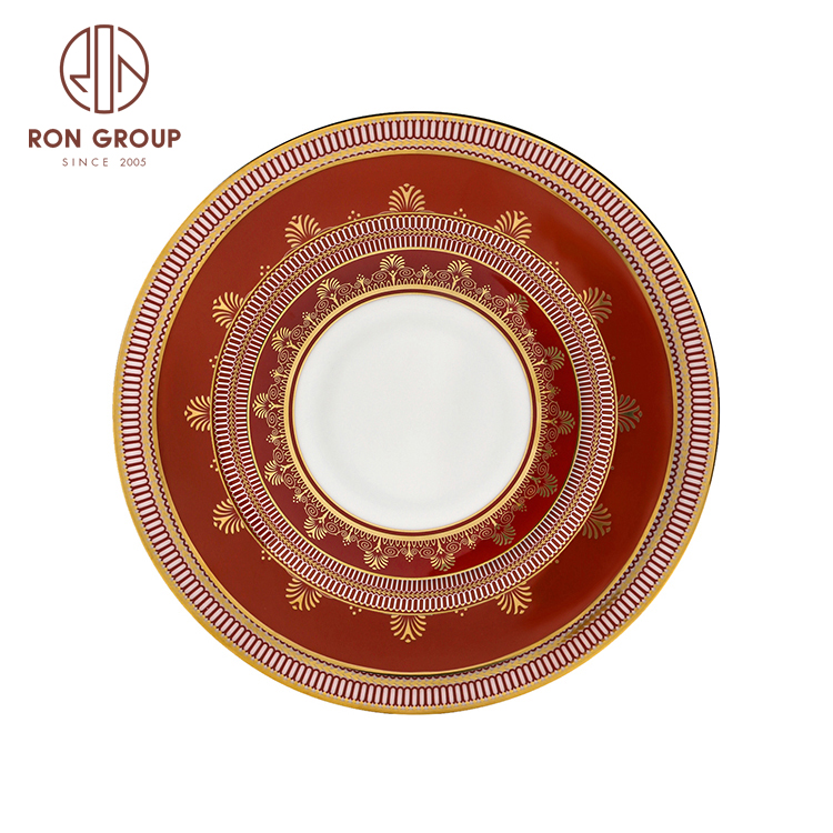 Top japanese style flower printing ceramic red bone china dinner plate set for hotel restaurant