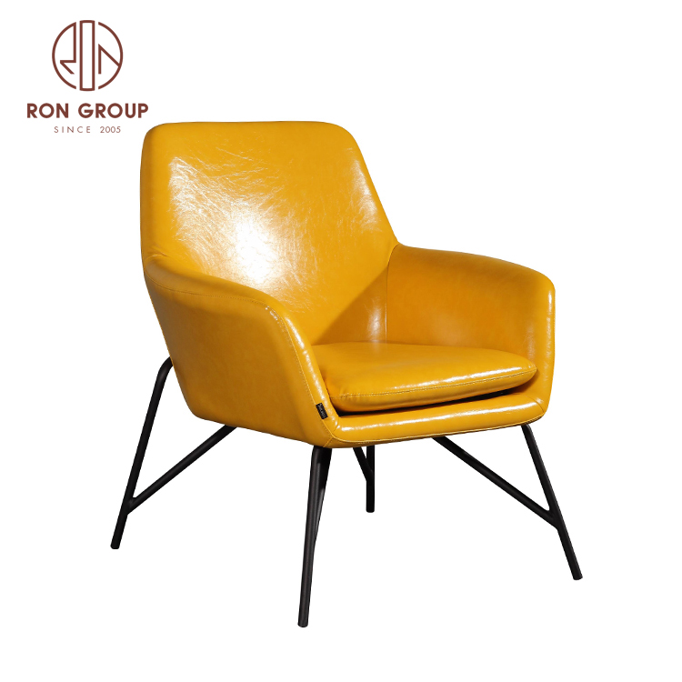 Restaurant furniture yellow leather lounge chair restaurant dining room chair 