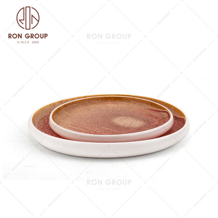 Personalized Ceramic Flat Bottom Round Disc For Restaurant Pasta Plate