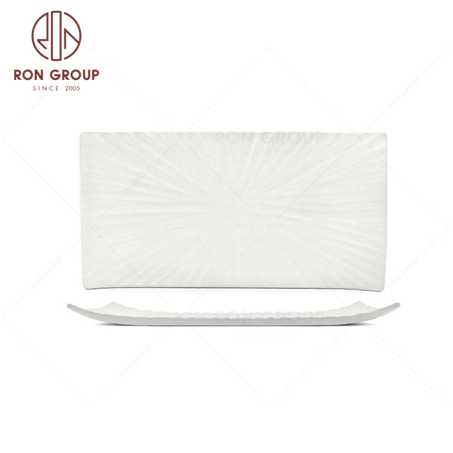 RNPCT03-5 Customized Raindrop White Style Restaurant Hotel Bar Cafe Wedding Blade Rectangle Plate