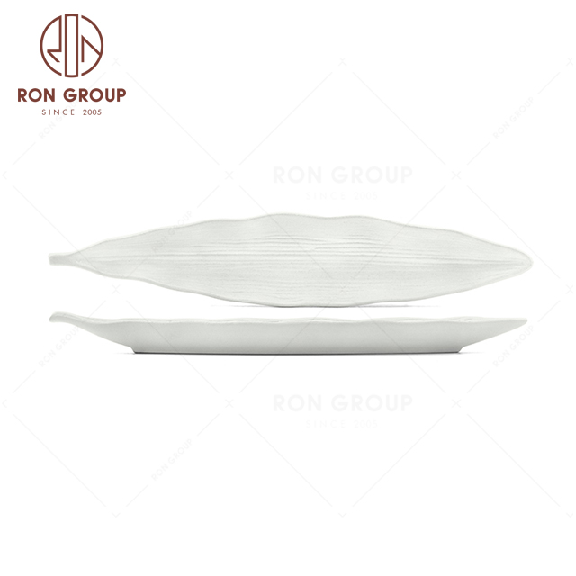 RNPCT2009-3D-4D Wholesale Raindrop White Style Restaurant Hotel Bar Cafe Wedding Leaf Shape Strip Plate