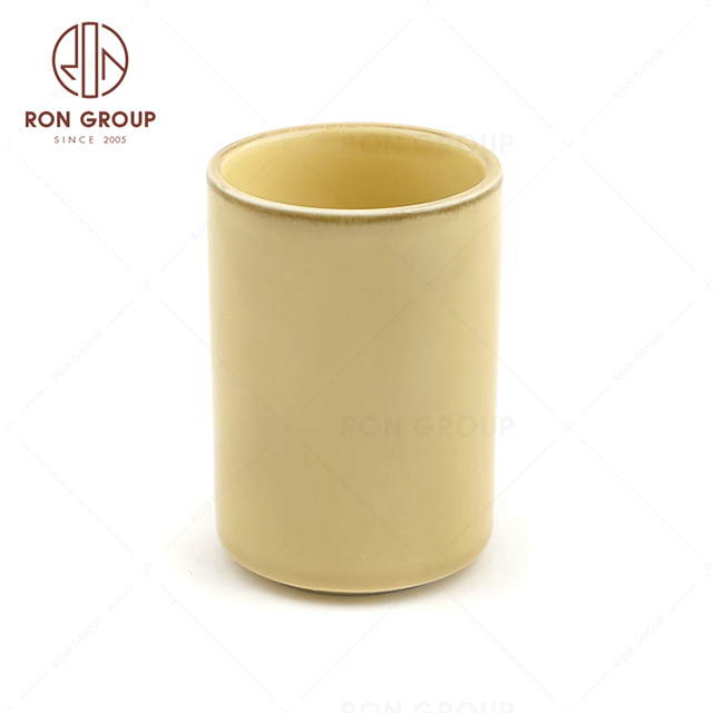 RonGroup New Color Custard Chip Proof Porcelain  Collection - Ceramic Drinkware Straight Tea Cup 