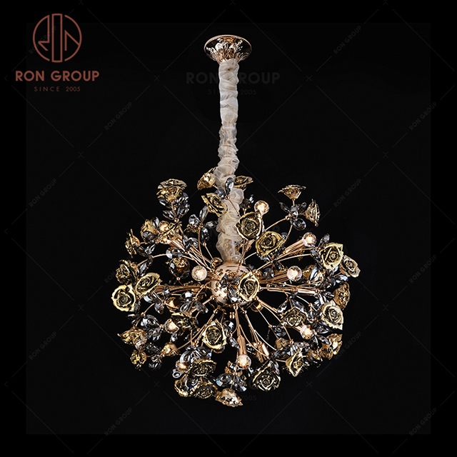 RonGroup Luxury Modern Wedding Decorative Light  Collection - Golden  Crystal Ceiling Light 7088 -18P 