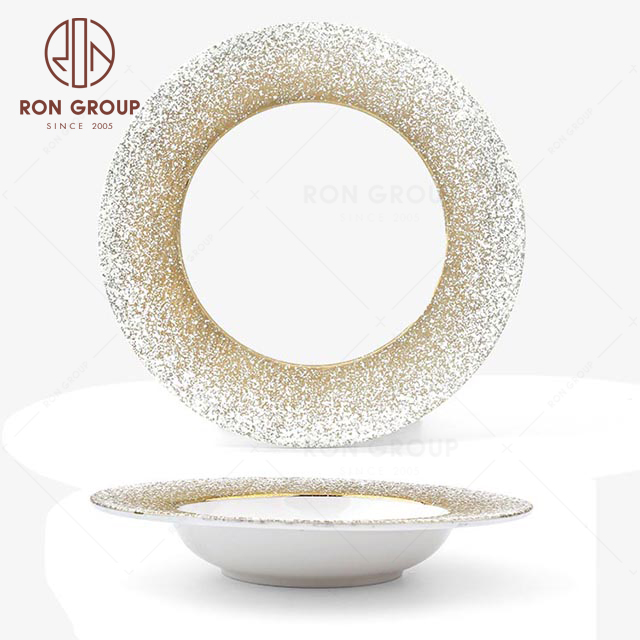 RNPCM022D 9.75inch 10.75inch Noble elegant restaurant wedding utensils cafe bar decorate ceramic dinner Straw Hat Soup Plate