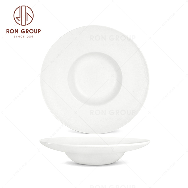 RNPCE003-High Quality Frosted White Style Restaurant Hotel Bar Cafe Wedding Ceramic Hat Shape Plate