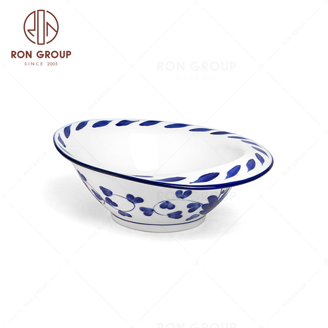RNPCE130-High Quality Rattan Flower Style Restaurant Hotel Bar Cafe Wedding Ceramic Odd Bowl