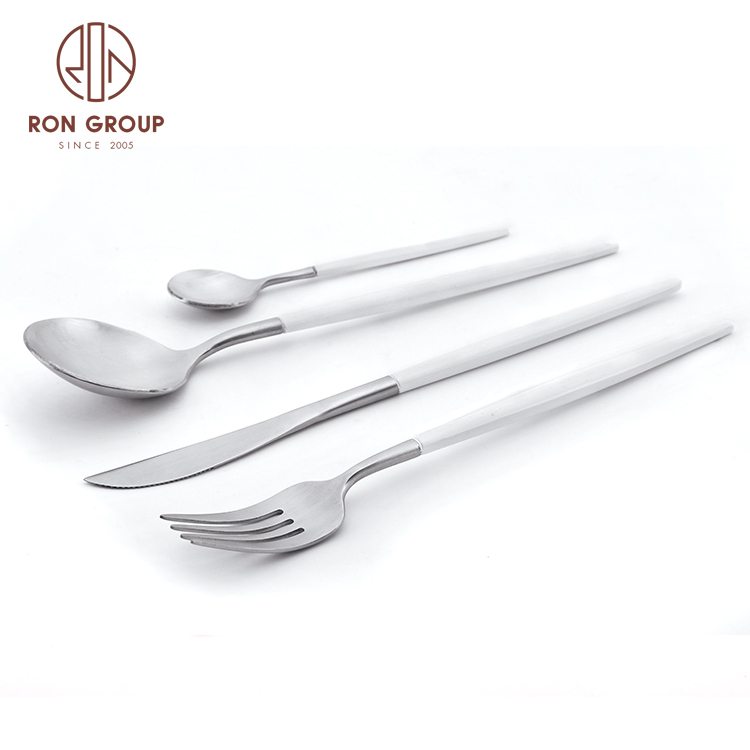 304 matte polish dinnerware korean cutlery with white handle for wedding gift