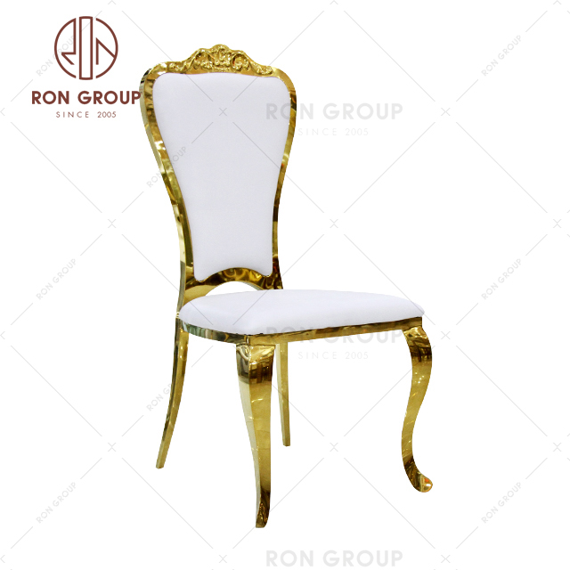 Modern design gold banquet wedding dinning chair stainless steel hotel chairs for events