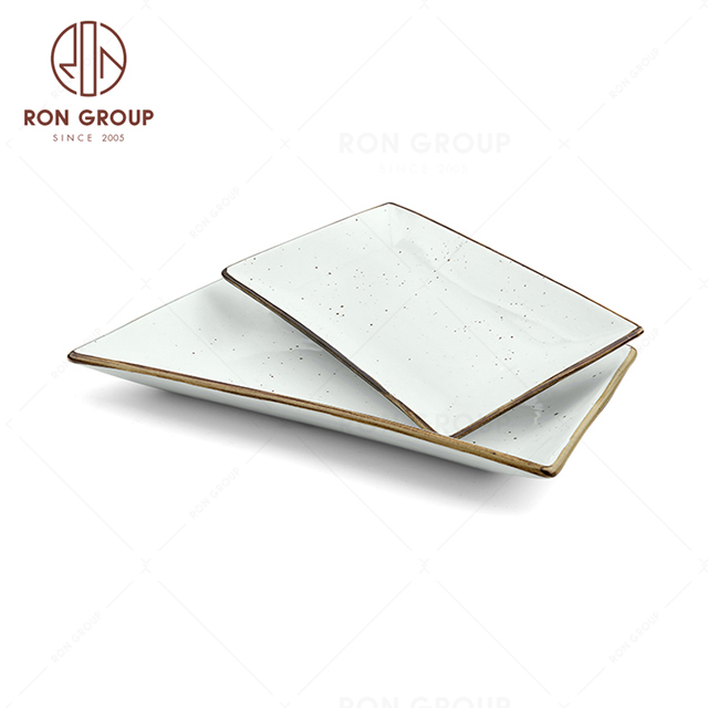 RonGroup New Color Chip Proof  Collection Misty White Bule -  Retangular  Plate 