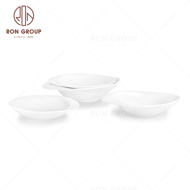 RonGroup New Color Matte White Chip Proof Porcelain  Collection - Ceramic Dinnerware Odd Soup  bowl