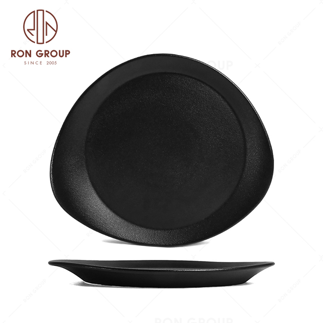 RonGroup New Color Matte Black Chip Proof Porcelain  Collection - Ceramic Dinnerware Round Soup Plate 