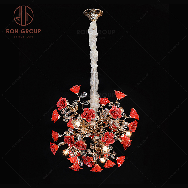 RonGroup Luxury Modern Wedding Decorative Light  Collection - Red Crystal Ceiling Light 7109-9P