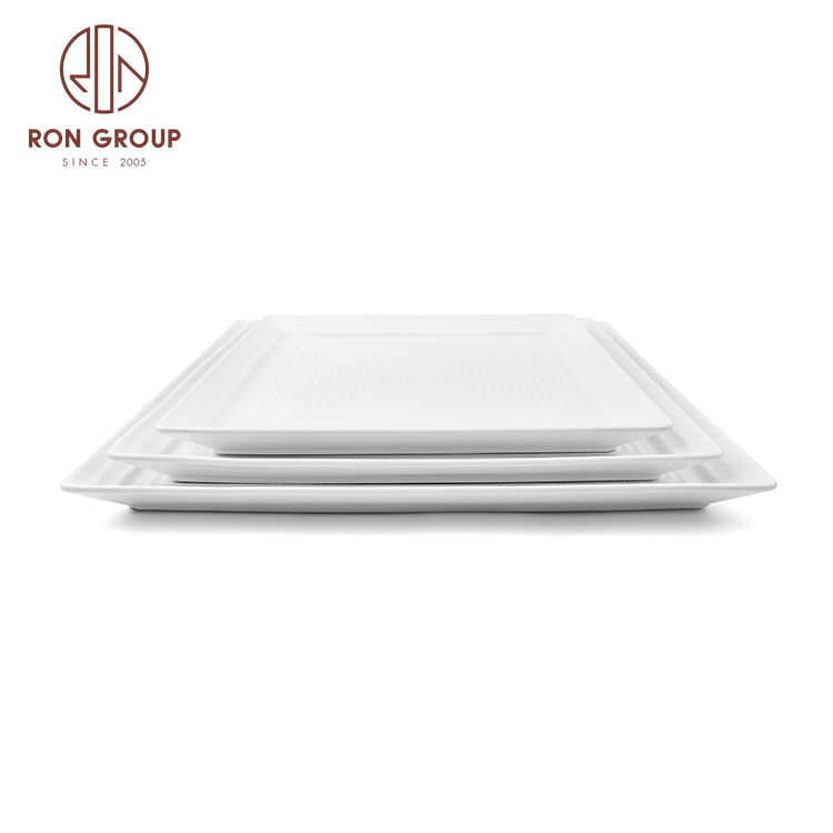 Custom romantic white embossed design ceramic serving plate for wedding party