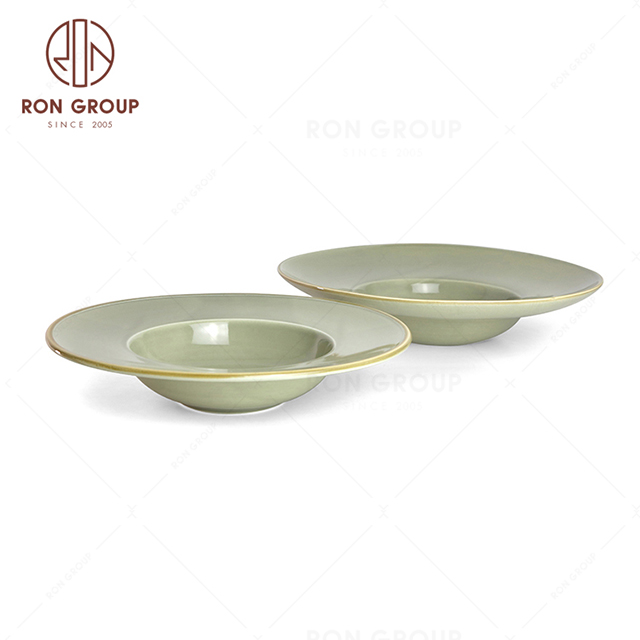 RonGroup New Color Morandi Chip Proof Porcelain  Collection - Ceramic Dinnerware Hat Shape Plate
