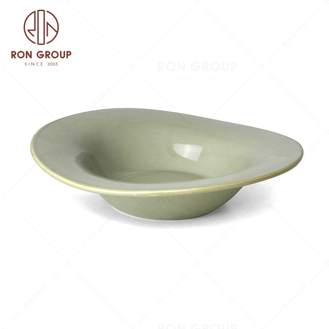 RonGroup New Color Morandi Chip Proof Porcelain  Collection - Ceramic Dinnerware Rondom  Plate
