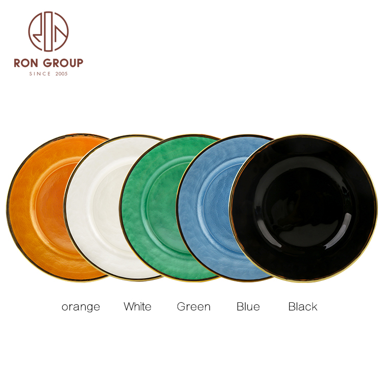 Wholesale Cheap Top Quality Round Glass Charger Plates Wedding Glass Charger Plate Set