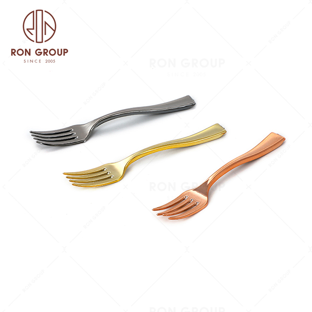wedding party dinner tableware silverware cutlery plastic flatware gold disposable fork
