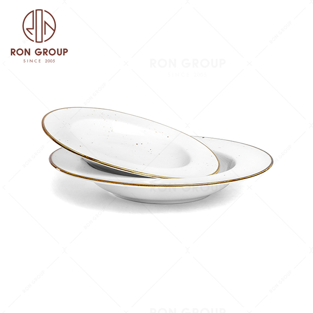 RonGroup New Color Chip Proof  Collection Cream White  -  Broadside Round Meal Plate 
