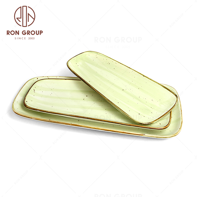 RonGroup New Color Apple Green  Chip Proof Porcelain  Collection - Ceramic Dinnerware Bread Shape Plate​